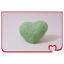 Esponja de konjac 100% natural mais quente chá verde em forma de coração esponja de limpeza de rosto
